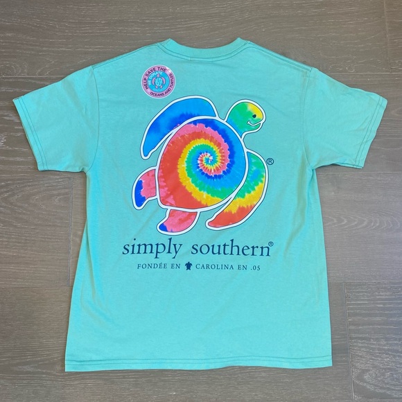Kid’s Simply Southern tie-dye turtle t-shirt, Youth Small - Picture 1 of 7